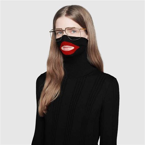 gucci black facebalaclava sweater|Gucci balaclava knit top.